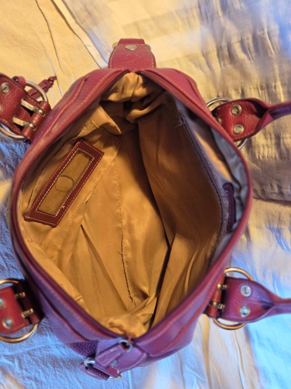 BANDOLINO eggplant coloured leather bag - Picture 9 of 12